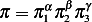      α β  γ
π = π1 π2π3   