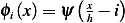          (x   )
ϕi(x) = ψ  h − i 