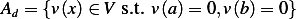 Ad = {v(x)∈ V s.t. v(a)= 0,v(b)= 0}
