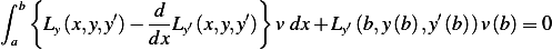 ∫  {                      }
  b         ′  -d-       ′                   ′
 a  Ly(x,y,y)− dx Ly′(x,y,y ) v dx+ Ly′(b,y(b),y (b))v (b) = 0
