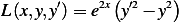        ′   2x( ′2   2)
L(x,y,y)= e   y − y
