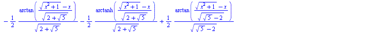 `+`(`*`(ln(`+`(1, `*`(x, `*`(`^`(`+`(`*`(`^`(x, 2)), 1), `/`(1, 2)))))), `*`(x)), `-`(`*`(2, `*`(x))), `/`(`*`(`^`(5, `/`(1, 2)), `*`(arctanh(`+`(`/`(`*`(2, `*`(x)), `*`(`^`(`+`(`-`(2), `*`(2, `*`(`^`...