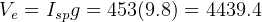 V  = I  g = 453 (9.8) = 4439.4
  e   sp  